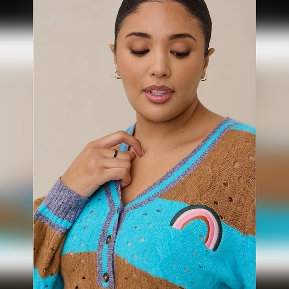 Brown and Blue Striped Cardigan - Picture 4 of 8